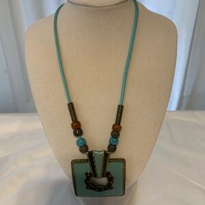 2/$15 Vintage Enamel Boho Square Necklace